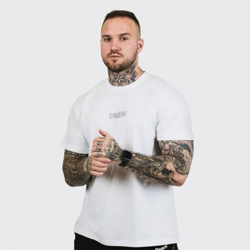 Футболка чоловіча GymBeam FIT White L, білий, код: 120034-GB