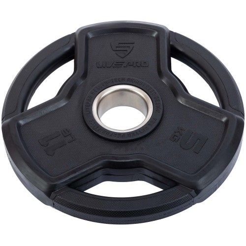 Диски гумові з потрійним хватом та металевою втулкою LiveUp ø50мм, 5кг, чорний, код: LP8330-5 Диски гумові з потрійним хватом та металевою втулкою LiveUp ø50мм, 5кг, чорний, код: LP8330-5