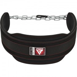 Пояс для обтяжень неопреновий з ланцюгом RDX T7 Pro Dipping Belt 2 Layer Black, код: WDB-T7B Пояс для обтяжень неопреновий з ланцюгом RDX T7 Pro Dipping Belt 2 Layer Black, код: WDB-T7B