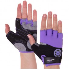 Рукавички для фітнесу жіночі Zelart M чорний-фіолетовий, код: SB-161727_MV