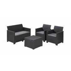 Набір меблів Keter Emma 2 Seater Set, стіл-скриня, сірий, код: 8711245148014-TE