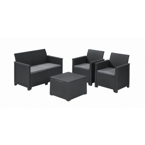 Набір меблів Keter Emma 2 Seater Set, стіл-скриня, сірий, код: 8711245148014-TE