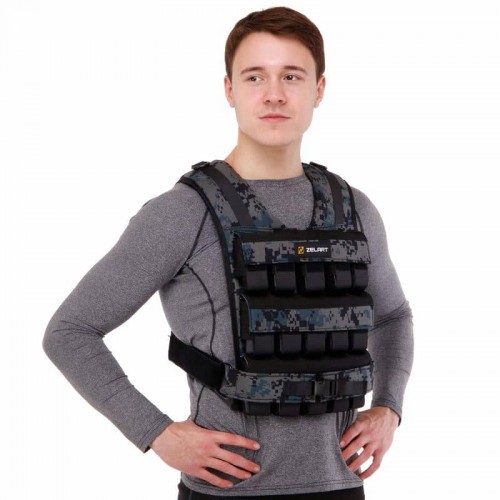 Жилет обважнювач з керованою вагою Zelart 30 кг, камуфляж, код: TA-7817-30