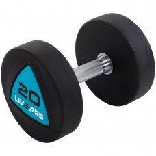 Гантелі цільні професійні з поліуретановим покриттям LiveUp 2х20кг, чорний-синій, код: LP8002-20 Гантелі цільні професійні з поліуретановим покриттям LiveUp 2х20кг, чорний-синій, код: LP8002-20