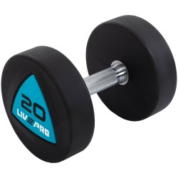 Гантелі цільні професійні з поліуретановим покриттям LiveUp 2х20кг, чорний-синій, код: LP8002-20