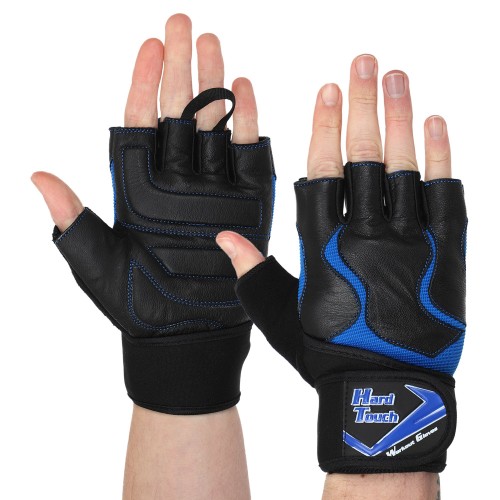 Рукавички для фітнесу та важкої атлетики Hard Touch S, чорний-синій, код: FG-9532_SBL