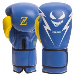 Рукавички боксерські Zelart PU 14 унцій, синій-жовтий, код: BO-1420_14_BLY-S52