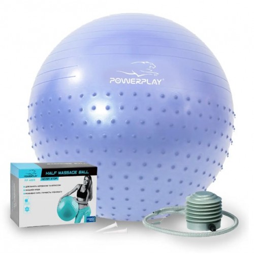 Мяч для фитнеса PowerPlay 75см Sky Blue + насос, код: PP_4003_75_Sky_Blue