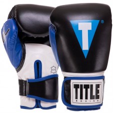  Рукавиці боксерські FitBox Title 8 унцій, чорний-синій, код: BO-3780_8BKBL
