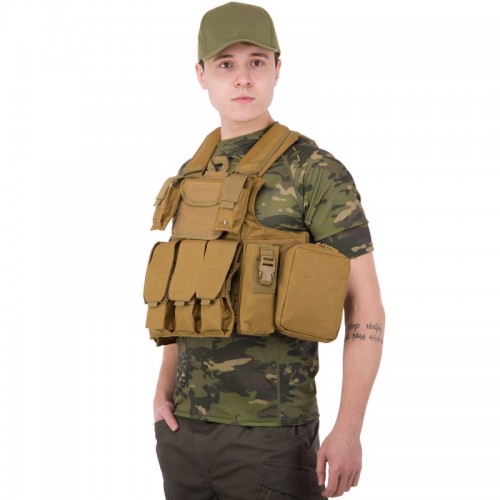 Житлет розвантажувальний універсальний на 6 кишені Tactical Military Rangers, хакі, код: ZK-5517_CH