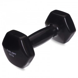 Гантель для фітнесу Zelart з вініловим покриттям 1х2 кг чорний, код: TA-2777-2_BK-S52 Гантель для фітнесу Zelart з вініловим покриттям 1х2 кг чорний, код: TA-2777-2_BK-S52