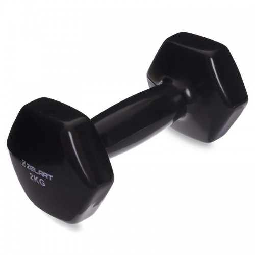 Гантель для фітнесу Zelart з вініловим покриттям 1х2 кг чорний, код: TA-2777-2_BK-S52