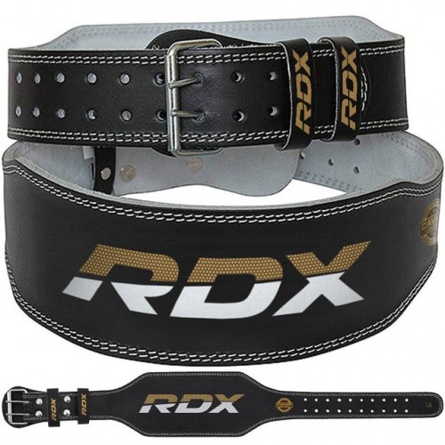 Пояс для важкої атлетики RDX 6 шкіряний Black Gold S, код: WBS-6RB-S