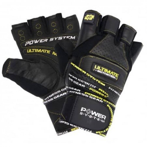 Рукавички для фітнесу Power System Ultimate Motivation Black/Yellow Line L, код: PS_2810_L_Black/Yellow-PP