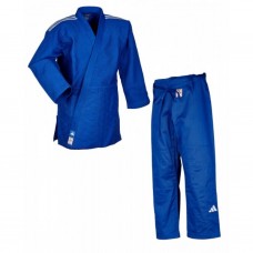 Кімоно для дзюдо Adidas Champion III з ліцензією IJF, розмір 160, синій-білі смуги, код: 15591-1063