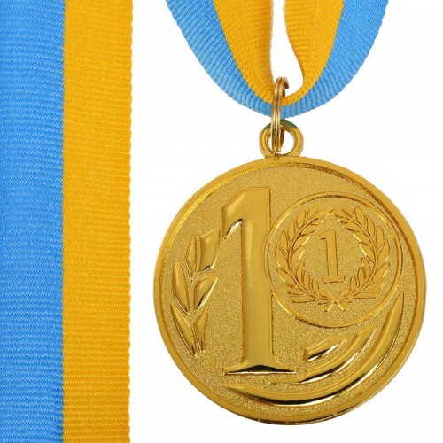 Медаль спортивна зі стрічкою PlayGame Wreath ø5см, золотий, код: C-1489-5_G