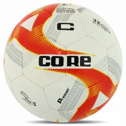 М"яч футбольний Core Premier №5 PU, білий-помаранчевий, код: FB-8464_OR