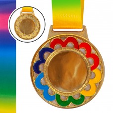 Заготівля медалі спортивної зі стрічкою кольорова PlayGame 65 мм, золотий, код: C-0347_G-S52