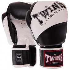 Рукавички боксерські шкіряні Twins 14 унцій, білий-чорний, код: BGVL10_14WBK