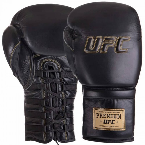 Рукавички боксерські шкіряні UFC PRO Prem Lace Up 18 унцій, чорний, код: UHK-75047-S52 Рукавички боксерські шкіряні UFC PRO Prem Lace Up 18 унцій, чорний, код: UHK-75047-S52