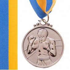 Медаль спортивна зі стрічкою PlayGame Бокс срібна, код: C-4337_S