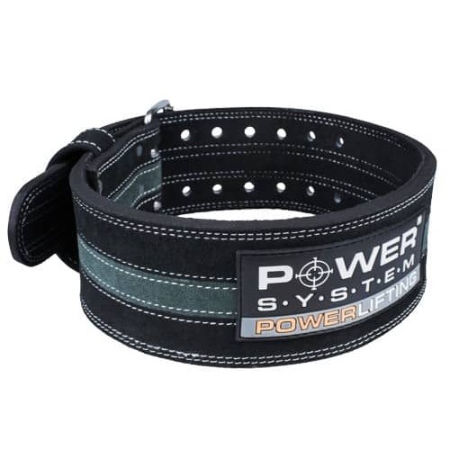 Пояс шкіряний для пауерліфтингу Power System PowerLifting Line XL, чорний-сірий, код: PS-3800_XL_Black_Grey
