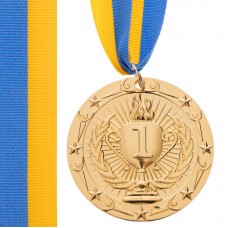Медаль спортивна зі стрічкою PlayGame Bowl золотая, код: C-6407_G