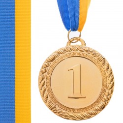 Медаль спортивна зі стрічкою PlayGame Greek золота, код: C-6860_G