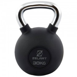 Гиря чавунна з гумовим покриттям та хромованою ручкою Zelart 30кг, чорний, код: TA-7794-30-S52 Гиря чавунна з гумовим покриттям та хромованою ручкою Zelart 30кг, чорний, код: TA-7794-30-S52