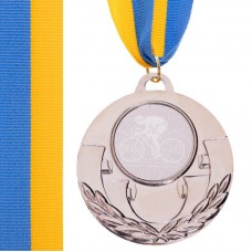 Медаль спортивна зі стрічкою PlayGame Aim велогонка срібна, код: C-4846-0036_S-S52