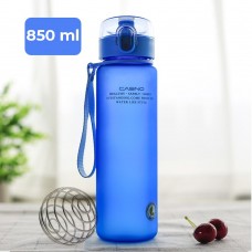 Пляшка для води Casno 850 мл + металевий вінчик, синя, код: KXN-1183_Blue