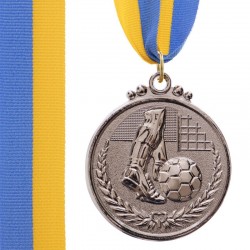 Медаль спортивна зі стрічкою PlayGame Футбол срібна, код: C-7025_S