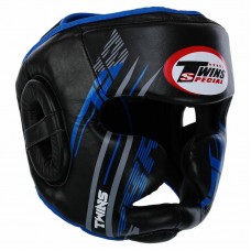 Шолом боксерський з повним захистом шкіряний Twins L, чорний-синій, код: TBS123_LBKBL Шолом боксерський з повним захистом шкіряний Twins L, чорний-синій, код: TBS123_LBKBL