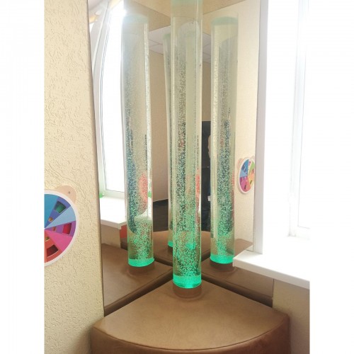 Бульбашкова колона для сенсорної кімнати кутова з пуфом Tia-Sport виота 2000 мм, код: sm-0580