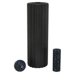 Йога ролер набір 3 в 1 (ролер, мініролер, м"яч масажний) Zelart 450x150 мм, чорний-синій, код: FI-4890