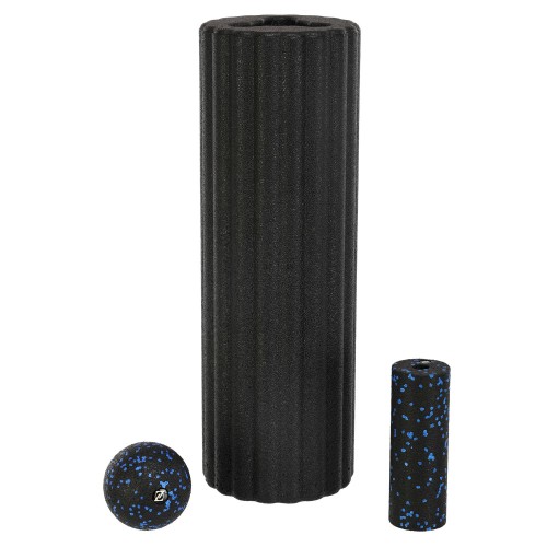 Йога ролер набір 3 в 1 (ролер, мініролер, м"яч масажний) Zelart 450x150 мм, чорний-синій, код: FI-4890