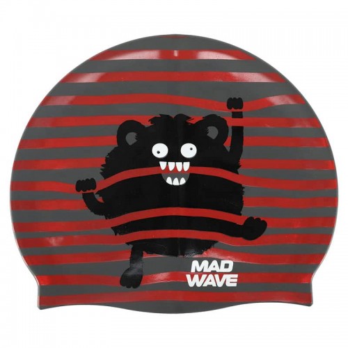 Шапочка для плавання силіконова юніорська MadWave Junior Monster, червоний, код: M057309_R