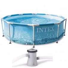 Круглий каркасний басейн Intex Metal Frame + картриджний фільтруючий насос, 3050х760 мм, код: 28208-IB