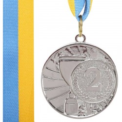 Медаль спортивна зі стрічкою PlayGame Cup срібло, код: C-6208_S