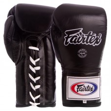 Рукавиці боксерські шкіряні на шнурівці Fairtex 14 унцій, чорний, код: BGL6_14BK-S52