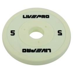 Диски поліуретанові з металевою втулкою LiveUp ø50мм, 5кг, білий, код: LP8028-5 Диски поліуретанові з металевою втулкою LiveUp ø50мм, 5кг, білий, код: LP8028-5