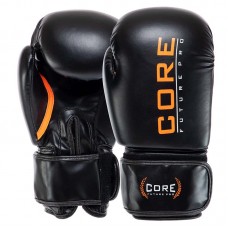 Рукавички боксерські шкіряні Core 10 унцій, черный-помаранчевий, код: BO-8541_10OR