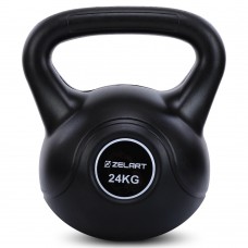 Гиря тренувальна цільна пластикова Zelart 24кг, чорний, код: TA-5427-24-S52 Гиря тренувальна цільна пластикова Zelart 24кг, чорний, код: TA-5427-24-S52