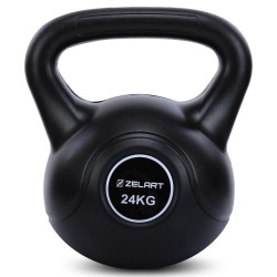 Гиря тренувальна цільна пластикова Zelart 24кг, чорний, код: TA-5427-24-S52 Гиря тренувальна цільна пластикова Zelart 24кг, чорний, код: TA-5427-24-S52