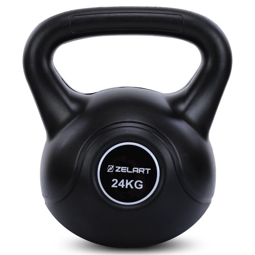 Гиря тренувальна цільна пластикова Zelart 24кг, чорний, код: TA-5427-24-S52 Гиря тренувальна цільна пластикова Zelart 24кг, чорний, код: TA-5427-24-S52