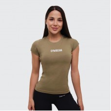 Футболка жіноча спортивна GymBeam Clothing FIT Olive S, оливковий, код: 219422-GB