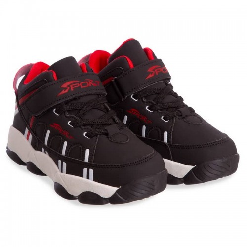Кросівки високі дитячі для баскетболу PlayGame Sport розміри 31 (20см), чорний-червоний, код: 1807-2_31BKR Кросівки високі дитячі для баскетболу PlayGame Sport розміри 31 (20см), чорний-червоний, код: 1807-2_31BKR