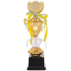 Кубок спортивний з ручками, кришкою і місцем під жетон PlayGame Hit Crystal 26,5 см, золотий, код: K91_G