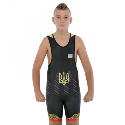 Трико для боротьби дитяче PlayGame Ukraine 7XS, червоний-синій-чорний, код: JY-6607_7XSR Трико для боротьби дитяче PlayGame Ukraine 7XS, червоний-синій-чорний, код: JY-6607_7XSR