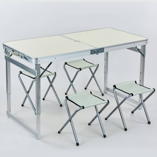 Набір для пікніка (стіл + 4стула) 8188 (р-р столу 60х120см, метал, ламін.ДСП), код: 8188-ZR Набір для пікніка (стіл + 4стула) 8188 (р-р столу 60х120см, метал, ламін.ДСП), код: 8188-ZR